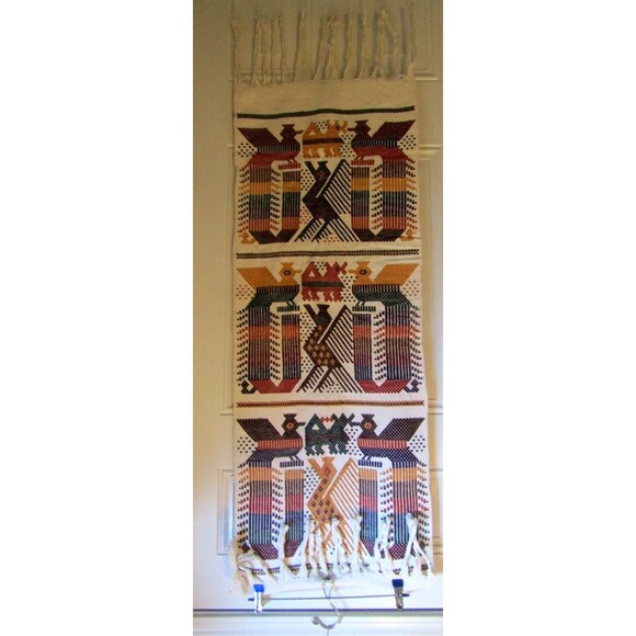 Vtg Chichicastenango Textiles Table Runner Hand Stitched Scandinavian Folk Art - Picture 1 of 5